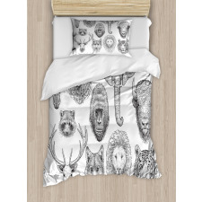 Composition of Animal Heads Duvet Cover Set