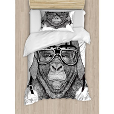 Hipster Grumpy Biker Ape Duvet Cover Set