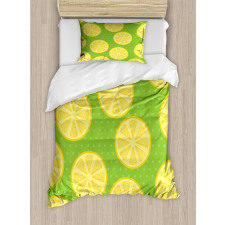 Citrus Slices Polka Dots Duvet Cover Set