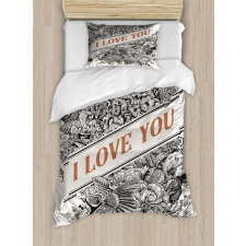 Engraved Flowers Duvet Cover Set