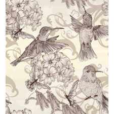 Old Birds and Flowers Duvet Cover Set