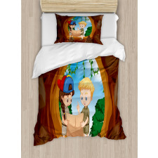 Children Reading a Map Duvet Cover Set