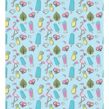 Popsicle Flamingo Pineapple Duvet Cover Set