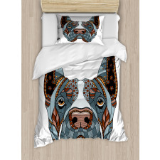 Floral Zentangle Dog Duvet Cover Set