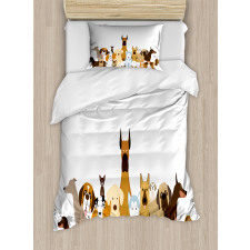 Funny Pet Breeds Cartoon Duvet Cover Set