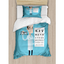 Doctor Holding Eyeglasses Duvet Cover Set