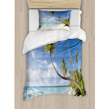 Tropical Beach and Palm Leaves Duvet Cover Set