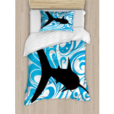 Swirling Waves and a Big Fish Duvet Cover Set