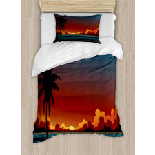 Dramatic Sunset Scene Pattern Duvet Cover Set