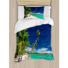 Exotic Beach and Coconut Trees Duvet Cover Set