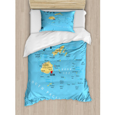 Political Map Capital Suva Duvet Cover Set