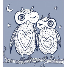 Night Bird Couple Doodle Duvet Cover Set