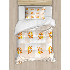 Cartoonish Flying Birds Duvet Cover Set