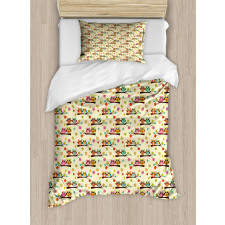 Vivid Fallen Leaves Birds Duvet Cover Set