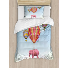 Pink Elephant in Sky Duvet Cover Set