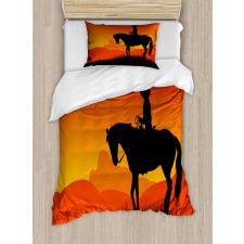 Lonely Cowboy Horseback Duvet Cover Set