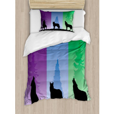 Wolf at Night Howling Duvet Cover Set