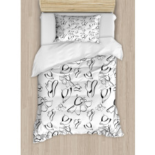 Monochrome French Hats Duvet Cover Set