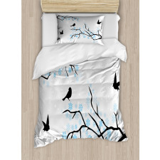 Winter Birds Stars Sky Duvet Cover Set