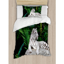White Tiger in Jungle Duvet Cover Set