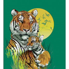 Tiger Family in Jungle Duvet Cover Set