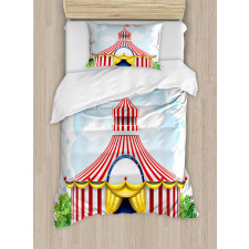 Striped Tent with Flag Duvet Cover Set