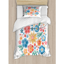 Colorful Folk Flowers Circle Duvet Cover Set