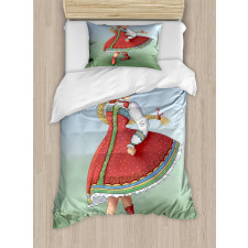 Slavic Girl Dancing Drawing Duvet Cover Set