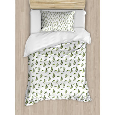 Repetitive Leaves and Sprigs Duvet Cover Set