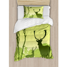 Deer Trees and Crow Bird Duvet Cover Set