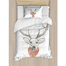 Deer with Scarf Winter Duvet Cover Set