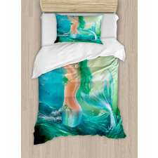 Mermaid Tail Waves Sea Duvet Cover Set