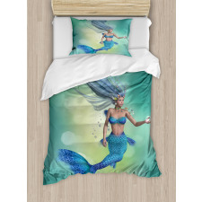 Mermaids Swimming Duvet Cover Set