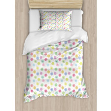 Colorful Paint Blots Flowers Duvet Cover Set