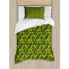 Hawaiian Flowers and Leaves Duvet Cover Set