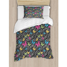 Butterflies on Zebra Duvet Cover Set