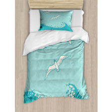 Seagulls Flying over Waves Duvet Cover Set