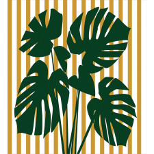 Hawaiian Monstera Stripes Duvet Cover Set