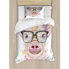 Pig Portrait with Spots Duvet Cover Set