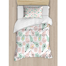 Apples Pears in Pastel Tones Duvet Cover Set