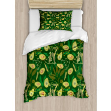 Retro Style Leaves Fruits Duvet Cover Set