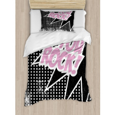 Halftone Style Text Bubble Duvet Cover Set