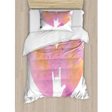 Watercolor Heart Rock Sign Duvet Cover Set