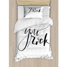 Monochrome Cursive Motto Duvet Cover Set