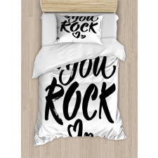 Monochrome Cursive Wording Duvet Cover Set