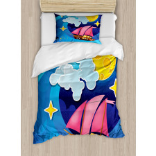 Sailing Boat Cartoon Duvet Cover Set