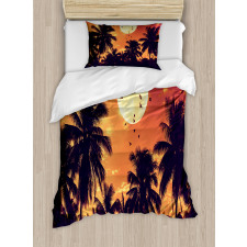 Palms Full Moon Birds Duvet Cover Set