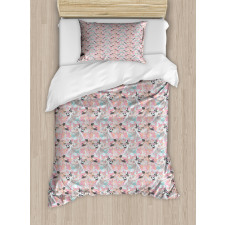 Asters on a Pale Blue Back Duvet Cover Set