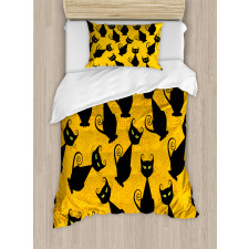 Black Cat Vintage Duvet Cover Set