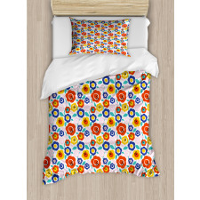 Flowers in Colorful Tones Duvet Cover Set